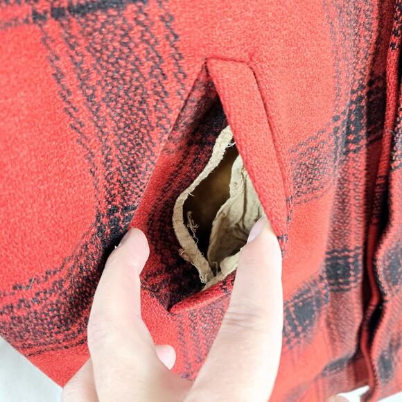Vintage King-o-Wear Hunting Jacket Wool Mackinaw Red Buffalo Plaid Medium - Picture 4 of 12